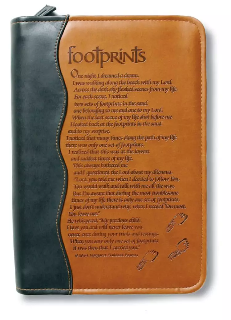 Medium Footprints Bible Cover: Italian Duo-Tone