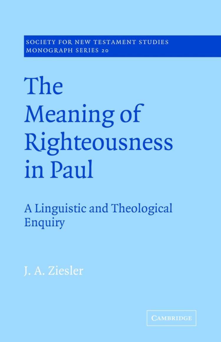 Meaning Of Righteousness In Paul by J. A. Ziesler Free Delivery