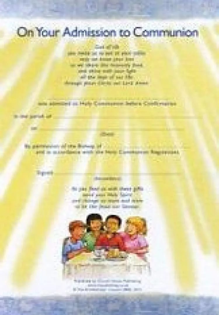 Admission to Communion Certificates Pack of 10