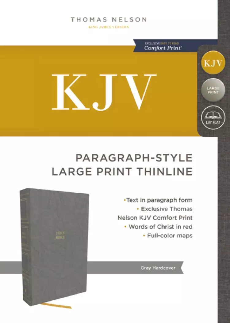 KJV Holy Bible: Paragraph-style Large Print Thinline with 43,000 Cross References, Gray Hardcover, Red Letter, Comfort Print: King James Version