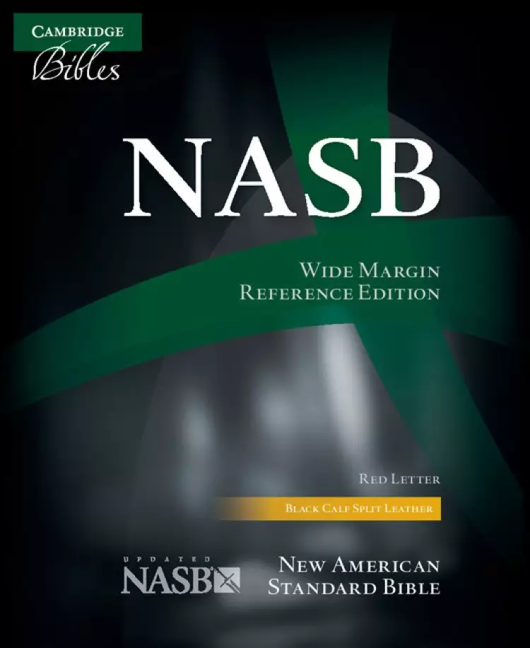 NASB Wide Margin referenceBible, Black Calfsplit Leather, Red Letter Text