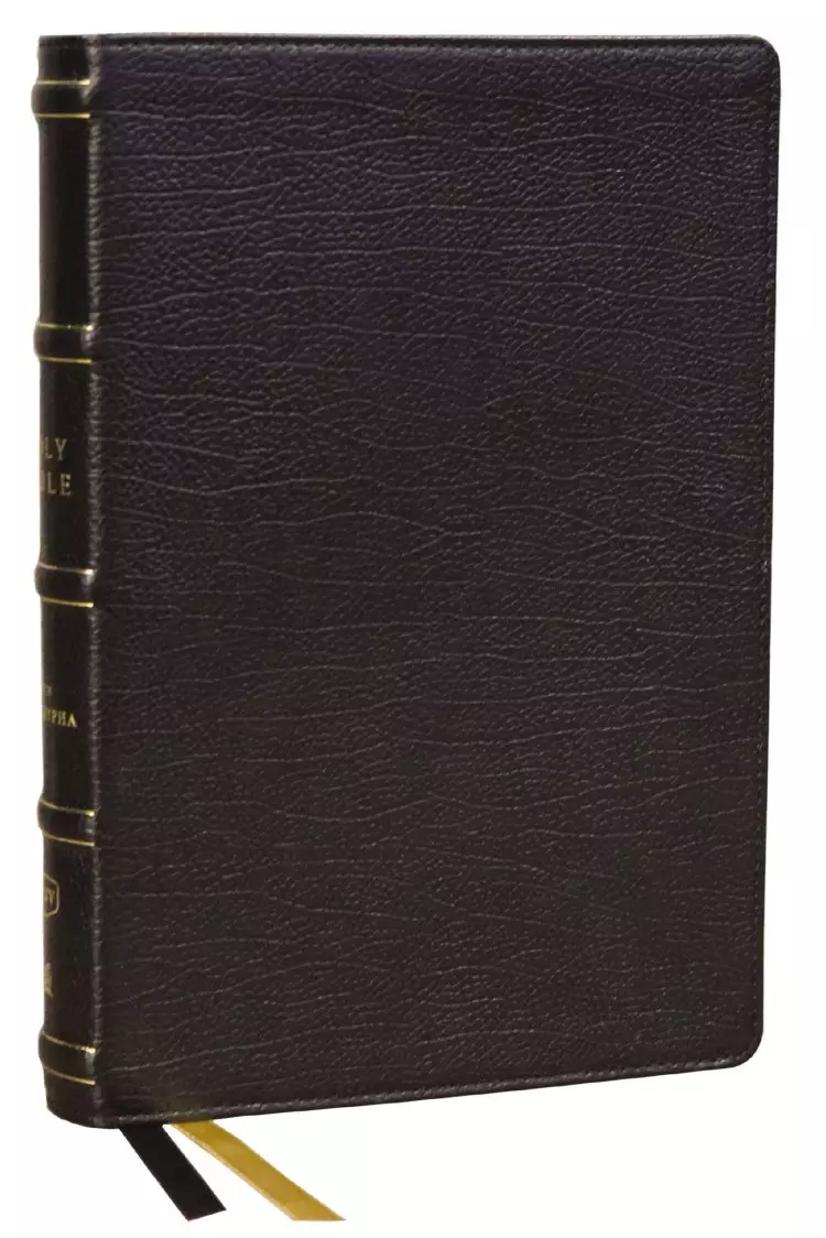 KJV Holy Bible with Apocrypha and 73,000 Center-Column Cross References, Black Genuine Leather, Red Letter, Comfort Print (Thumb Indexed): King James Version