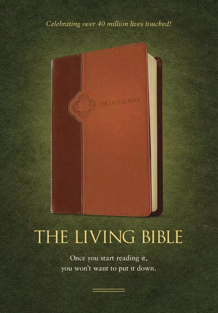The Living Bible Paraphrase Bible, Brown, Imitation Leather, Concordance, Colour Maps, Bible Reading Plan, Gilt Edged, Ribbon Marker