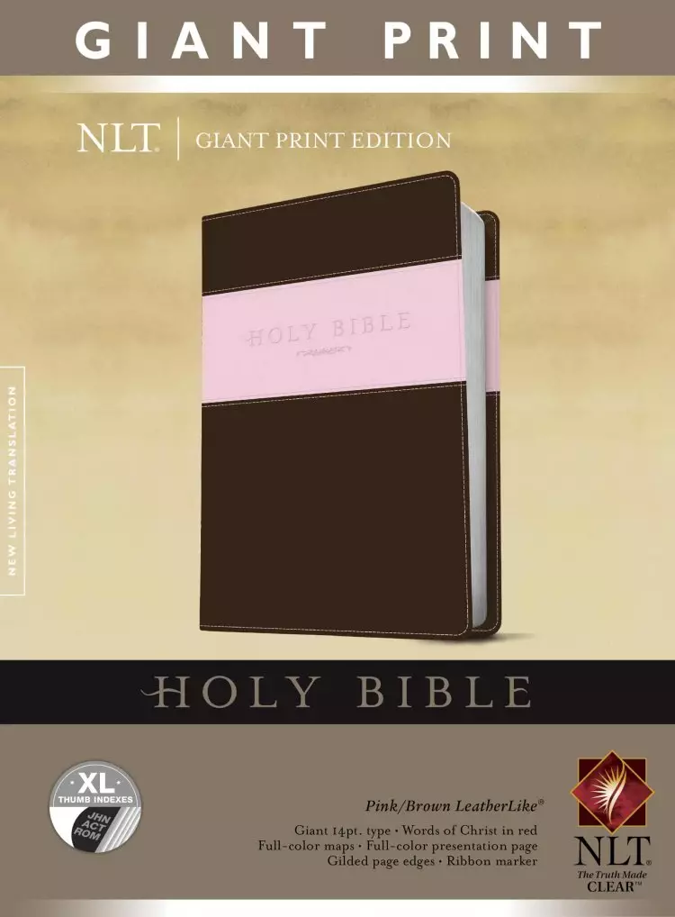 NLT Holy Bible Giant Print Pink Brown Imitation Leather