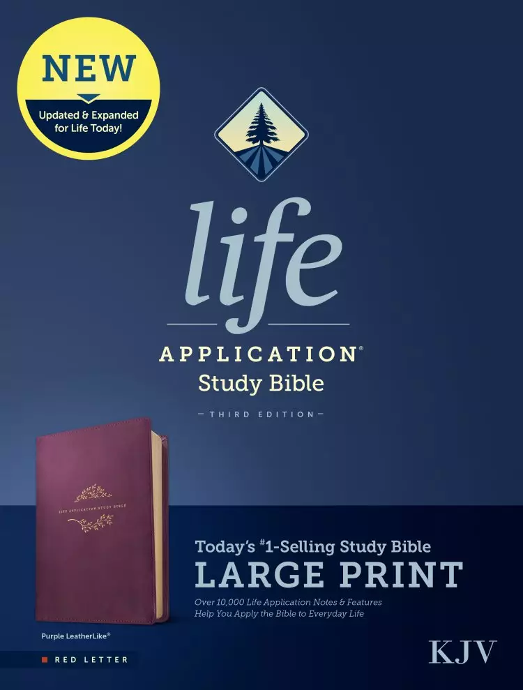 KJV Life Application Study Bible, Purple, Imitation Leather, Large Print, Third Edition, Red Letter, Study Notes, Book Introductions, Maps, Charts, Concordance, Christian Worker's Resource
