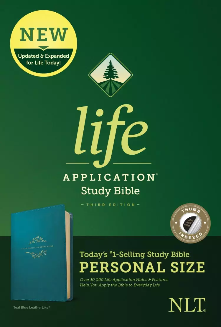 NLT Life Application Study Bible, Third Edition, Personal Size (LeatherLike, Teal Blue, Indexed)
