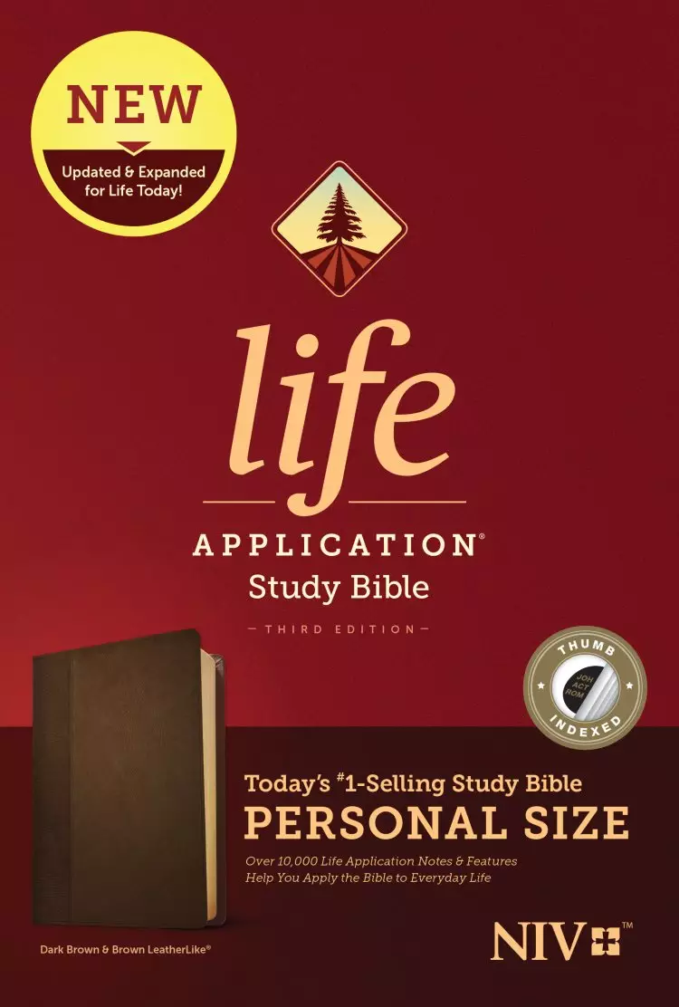 NIV Life Application Study Bible, Third Edition, Personal Size (LeatherLike, Dark Brown/Brown, Indexed)