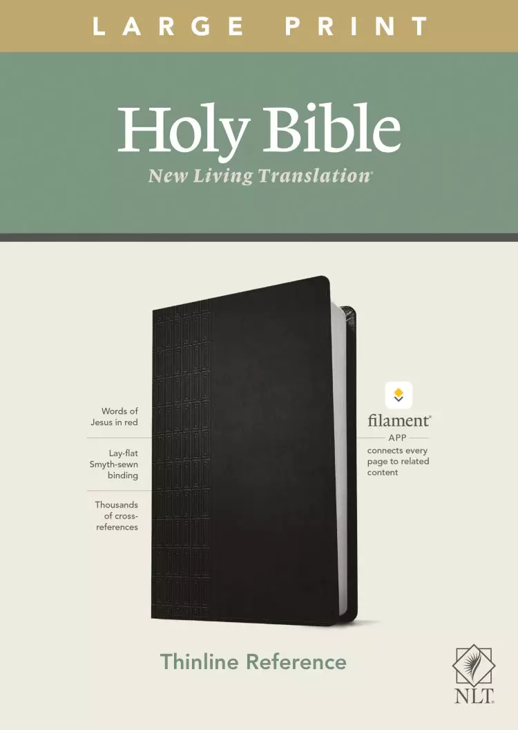 NLT Large Print Thinline Reference Bible, Filament-Enabled Edition (LeatherLike, Cross Grip Black, Red Letter)