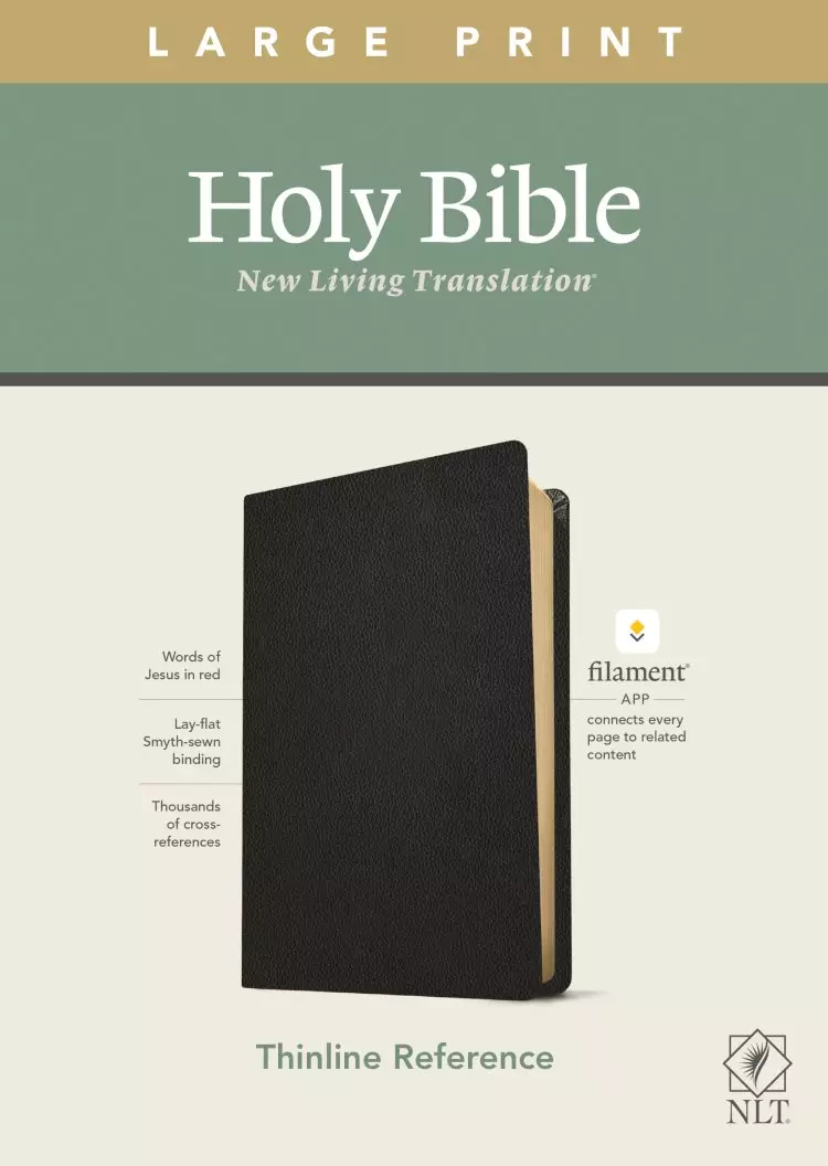 NLT Large Print Thinline Reference Bible, Filament-Enabled Edition (Genuine Leather, Black, Red Letter)
