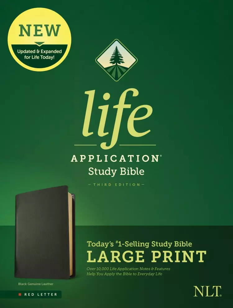 NLT Life Application Study Bible, Third Edition, Large Print (Genuine Leather, Black, Red Letter)