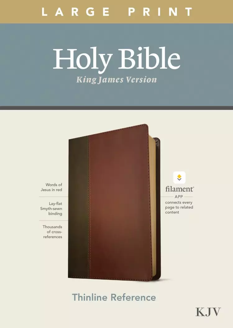 KJV Large Print Thinline Reference Bible, Filament-Enabled Edition (LeatherLike, Brown/Mahogany, Red Letter)