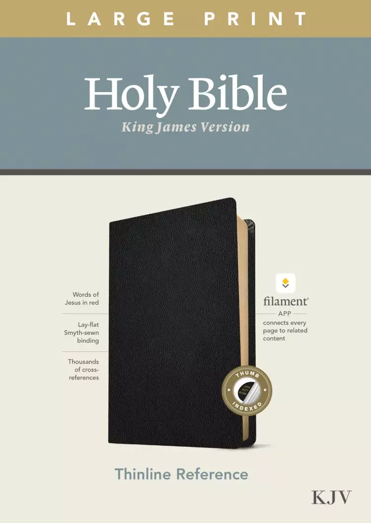 KJV Large Print Thinline Reference Bible, Filament-Enabled Edition (Genuine Leather, Black, Indexed, Red Letter)