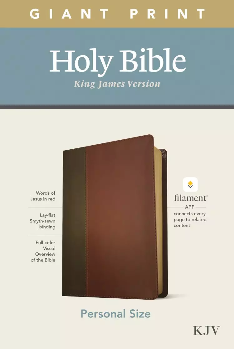 KJV Personal Size Giant Print Bible, Filament-Enabled Edition (LeatherLike, Brown/Mahogany, Red Letter)