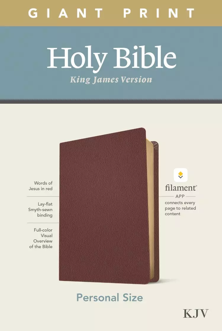 KJV Personal Size Giant Print Bible, Filament-Enabled Edition (Genuine Leather, Burgundy, Red Letter)