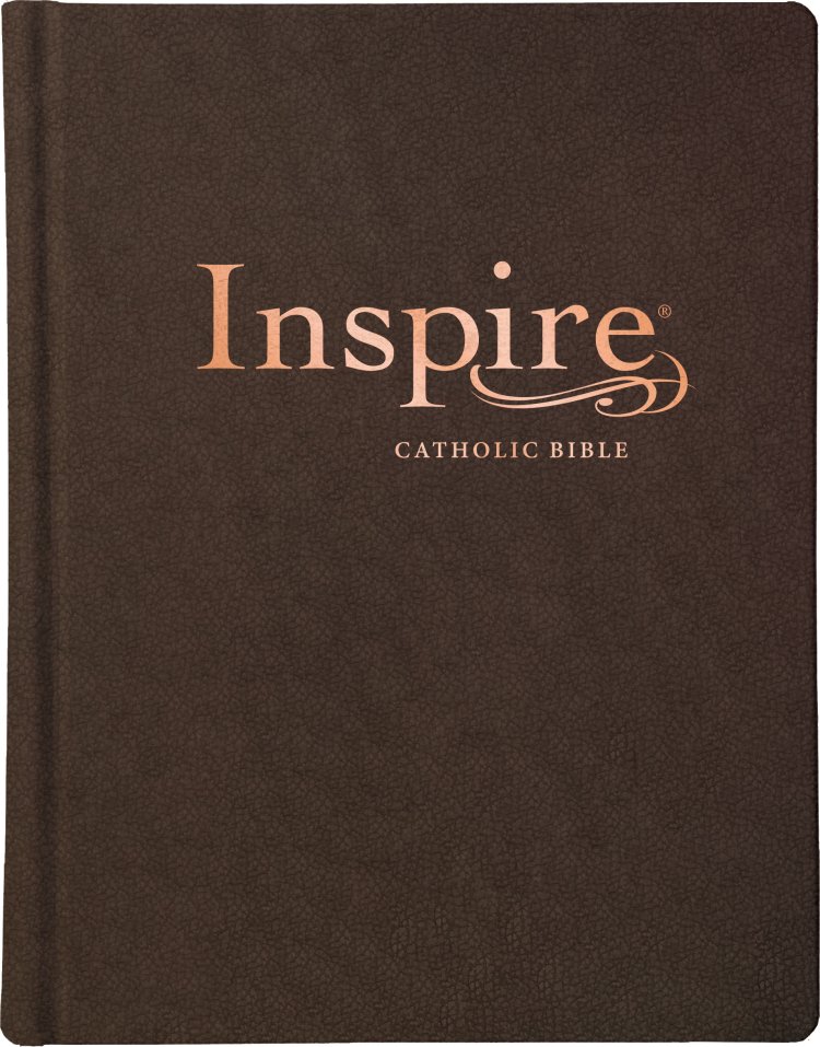 NLT Inspire Catholic Bible, Brown, Imitation Leather, Colouring, Journaling, Scripture Art, Wide Margins, Gift, Ribbon Marker