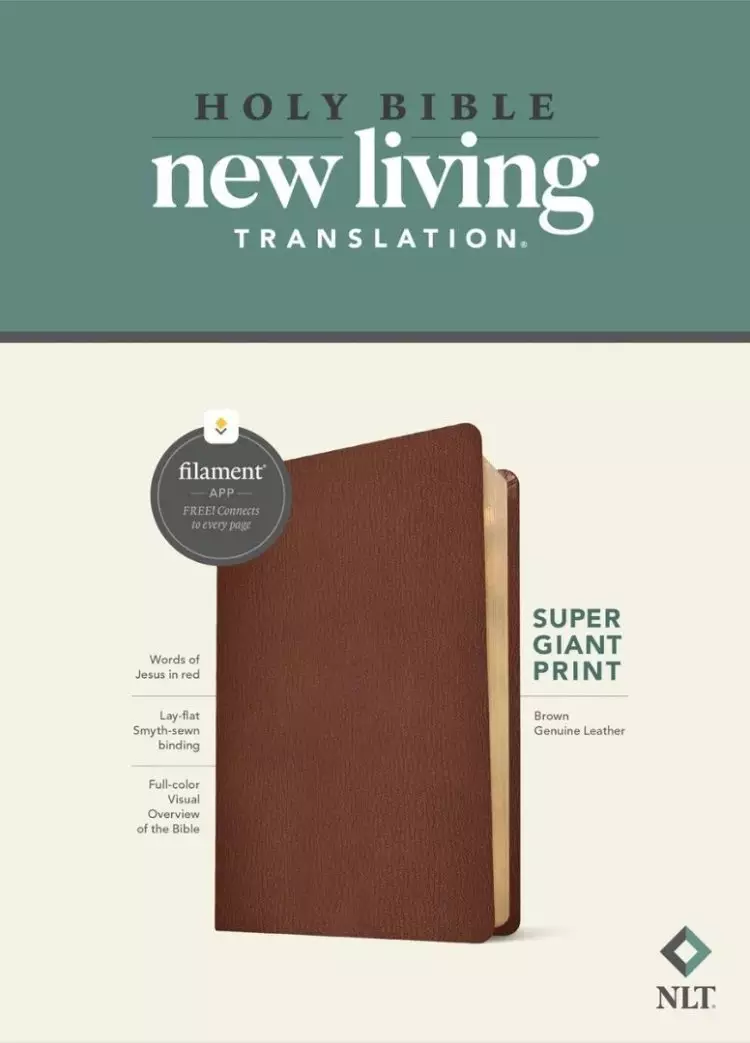 NLT Super Giant Print Bible, Filament-Enabled Edition (Genuine Leather, Brown, Red Letter)