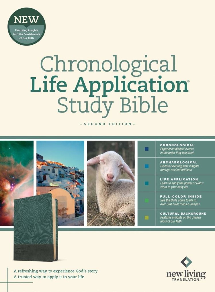 NLT Chronological Life Application Study Bible, Second Edition (LeatherLike, Palm Forest Teal)