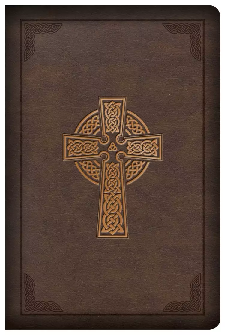 KJV Large Print Compact Reference Bible, Celtic Cross Brown LeatherTouch