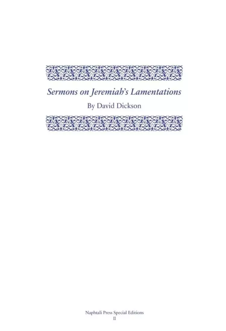 Sermons on Jeremiah's Lamentations