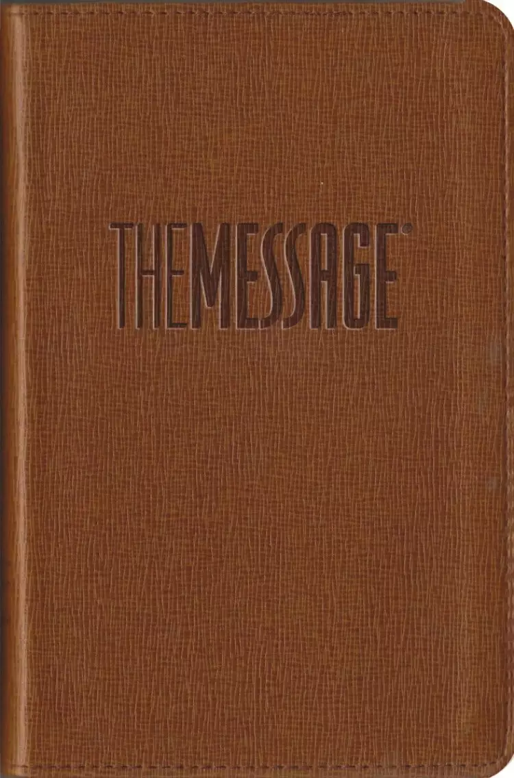 The Message Bible Compact, Bible, Tan, Imitation Leather, One-Column Layout, Charts, Maps, Ribbon Marker