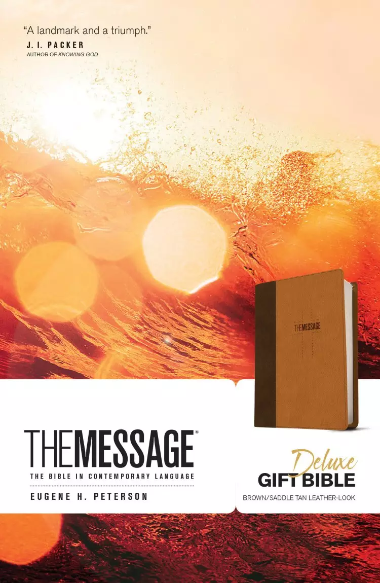 The Message Bible Deluxe Gift Bible, Brown, Imitation Leather, Paraphrase, Presentation Page, Maps, Charts, Timelines, Ribbon Marker