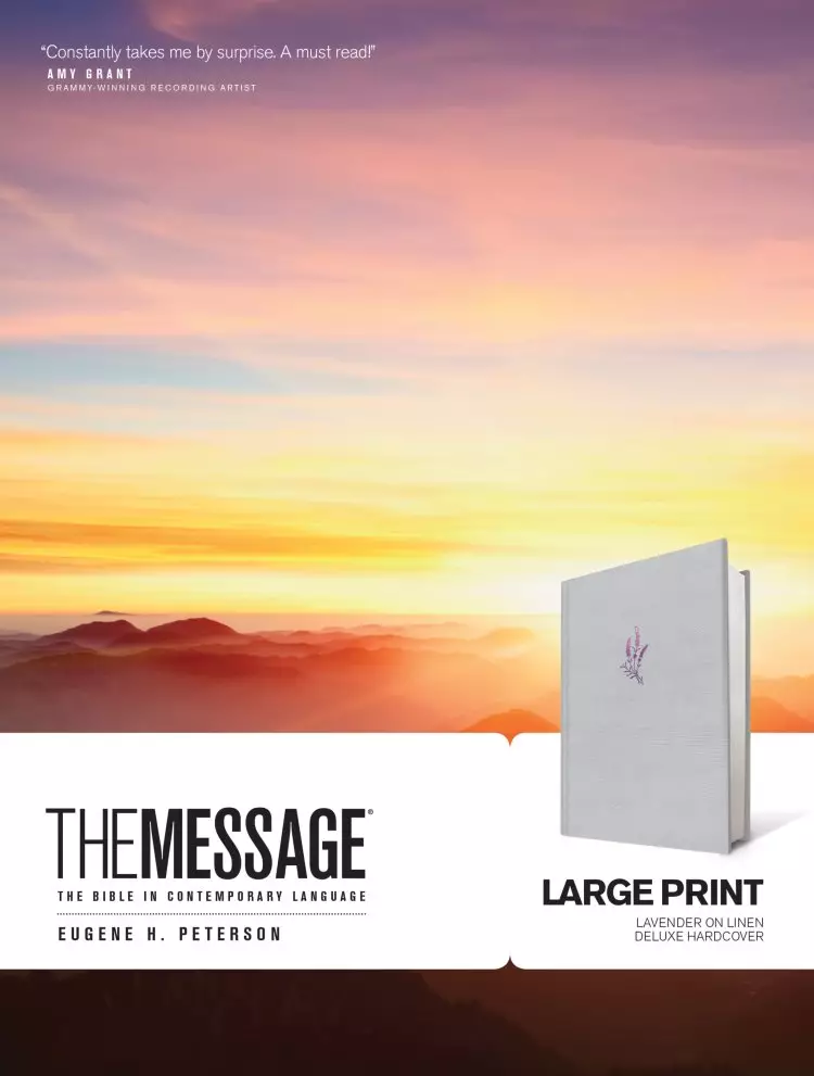 The Message Bible Large Print, Bible, White, Hardback, Single Column, Ribbon Marker, Maps