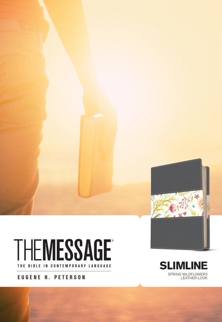 The Message Bible, Slimline, Bible, Grey, Imitation Leather, Paraphrase, Maps, Charts, Timelines, Ribbon Marker