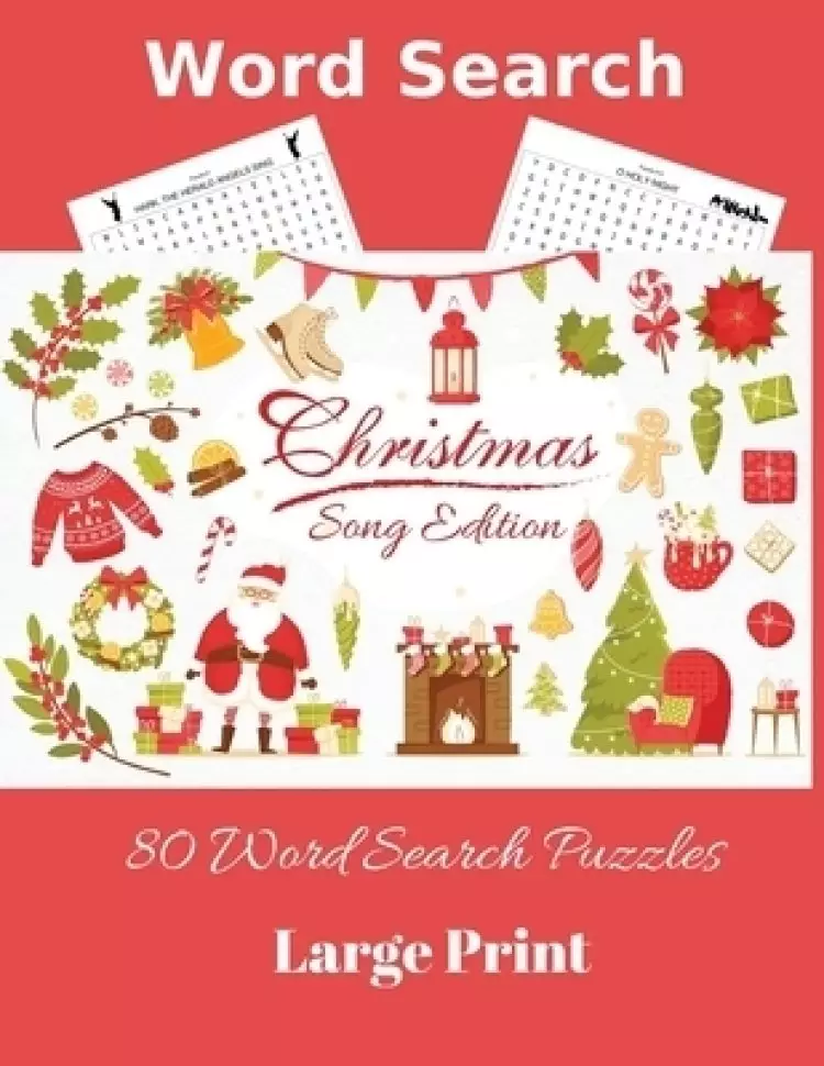 Word Search Christmas Song Edition: 80 Word Search Puzzles, Large Print