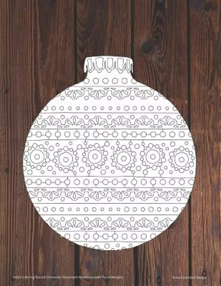Adult Coloring Round Christmas Ornament Notebook with Floral Margins