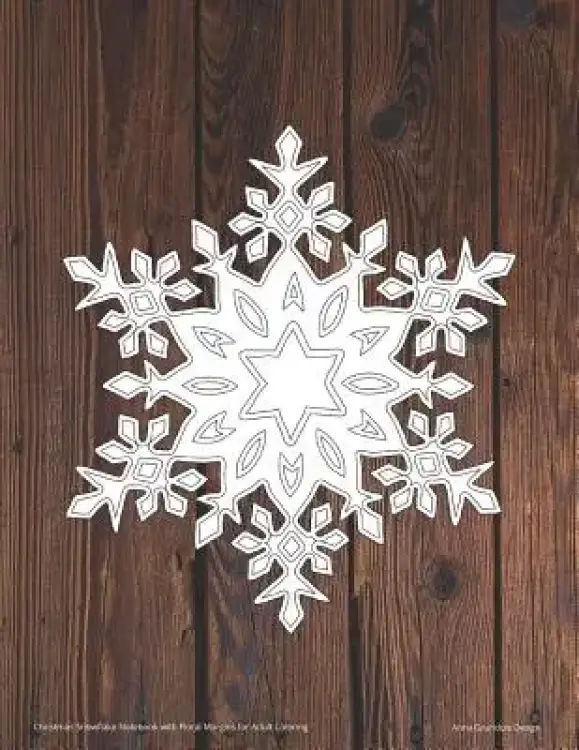 Christmas Snowflake Notebook with Floral Margins for Adult Coloring