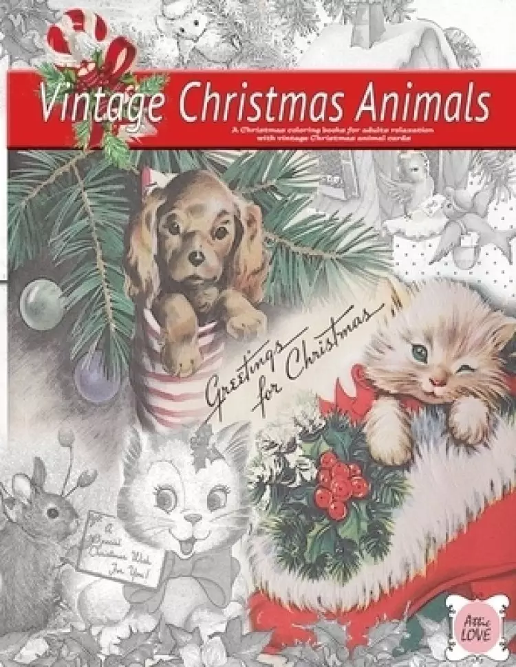 Greeting for Christmas (vintage Christmas animals) A Christmas coloring book for adults relaxation with vintage Christmas animal cards:: Old fashioned