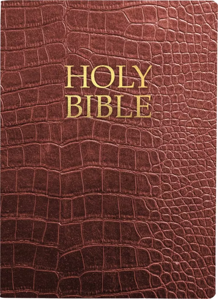 KJVER Holy Bible, Large Print, Walnut Alligator Bonded Leath
