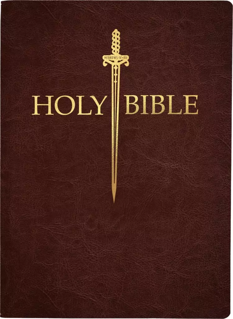 KJV Sword Bible, Large Print, Mahogany Genuine Leather, Thumb Index: (Red Letter, Premium Cowhide, Brown, 1611 Version)