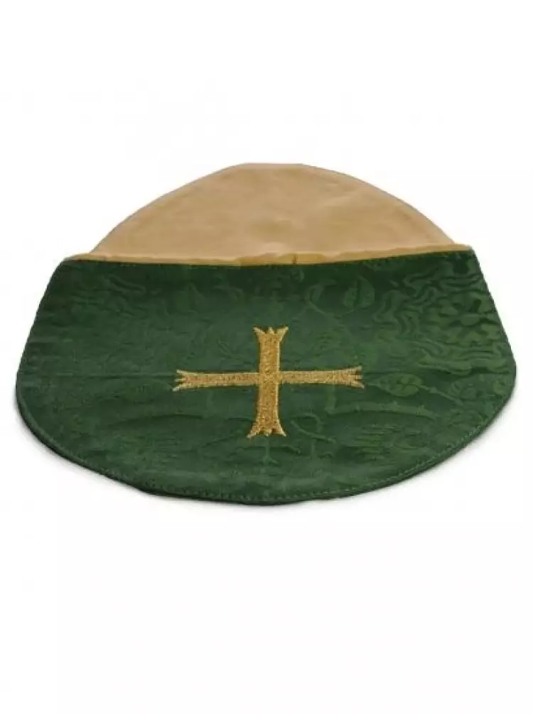 Collection Bag, Green with Gold Cross