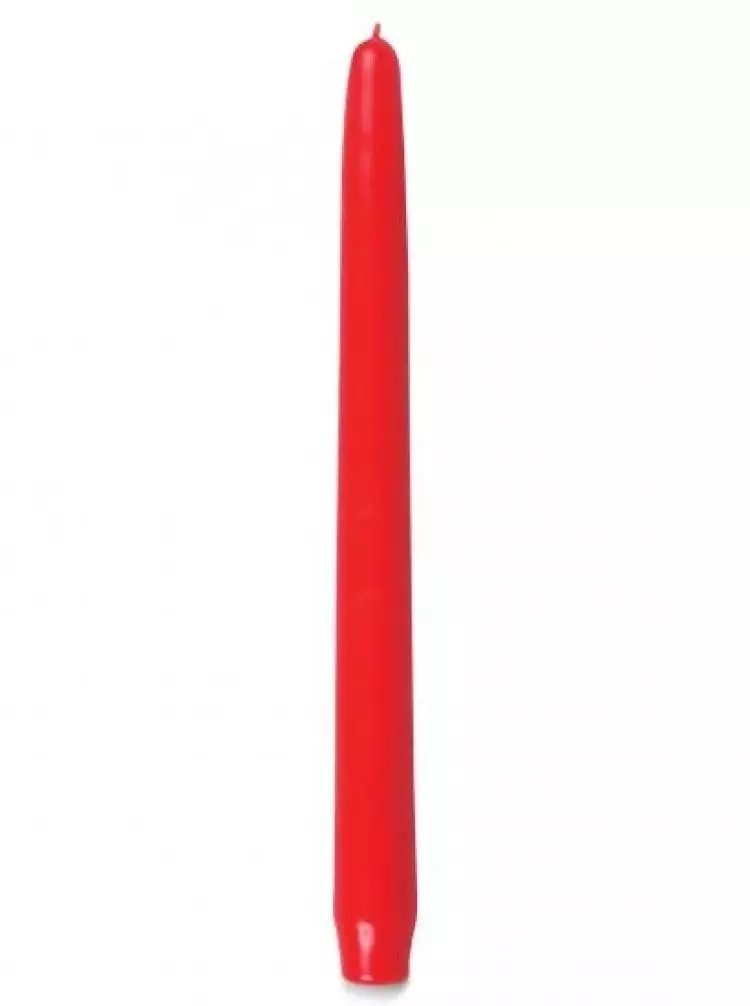 10" x 7/8" Poppy Red Tapered Dinner Candles, Pack of 25
