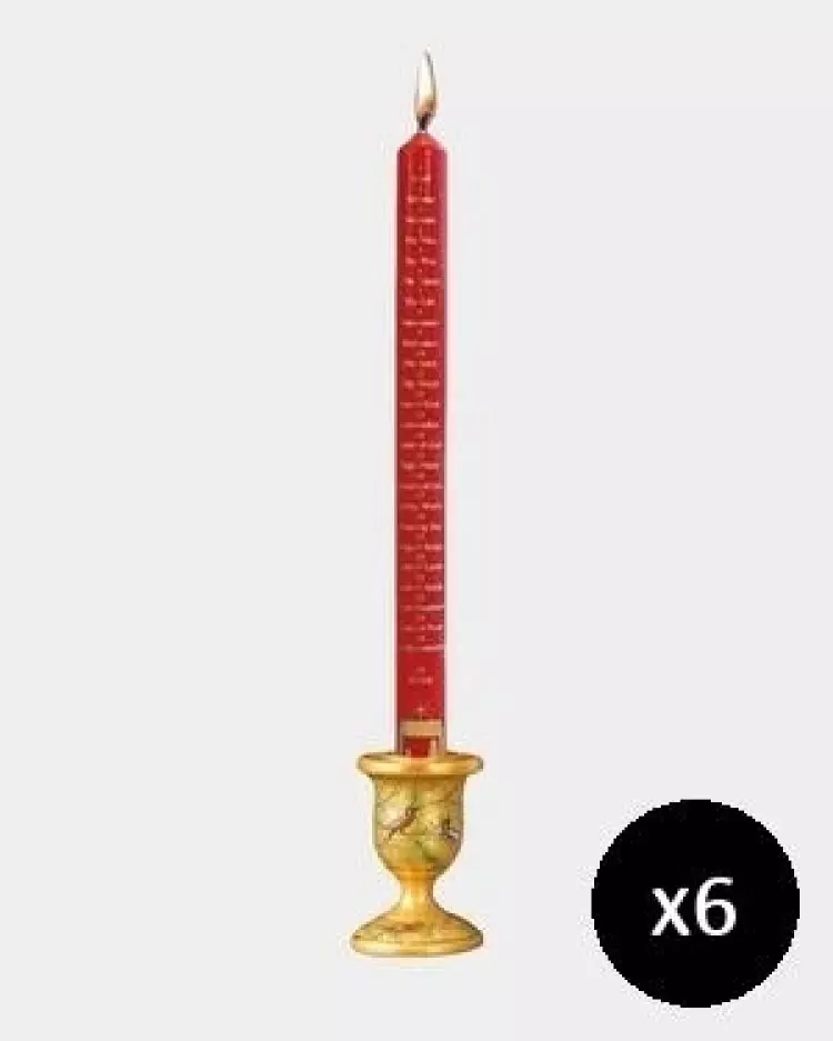 Stable Advent Candle (Red with gold print) - Pack of 6