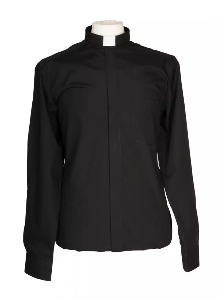 Black Clerical Shirt Long Sleeve - 15.5" Collar