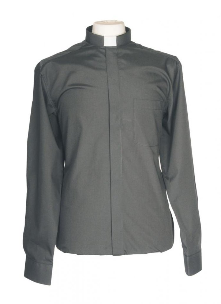 Mid Grey Clerical Shirt Long Sleeve - 17.5" Collar