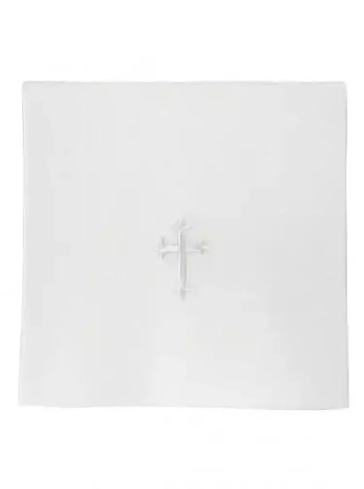NEW 7" x 7" Chalice Pall - Linen - White Cross Design