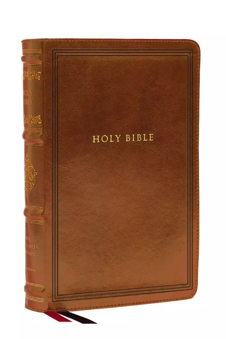 NKJV Large Print Reference Bible, Brown Leathersoft, Red Letter, Comfort Print (Sovereign Collection)