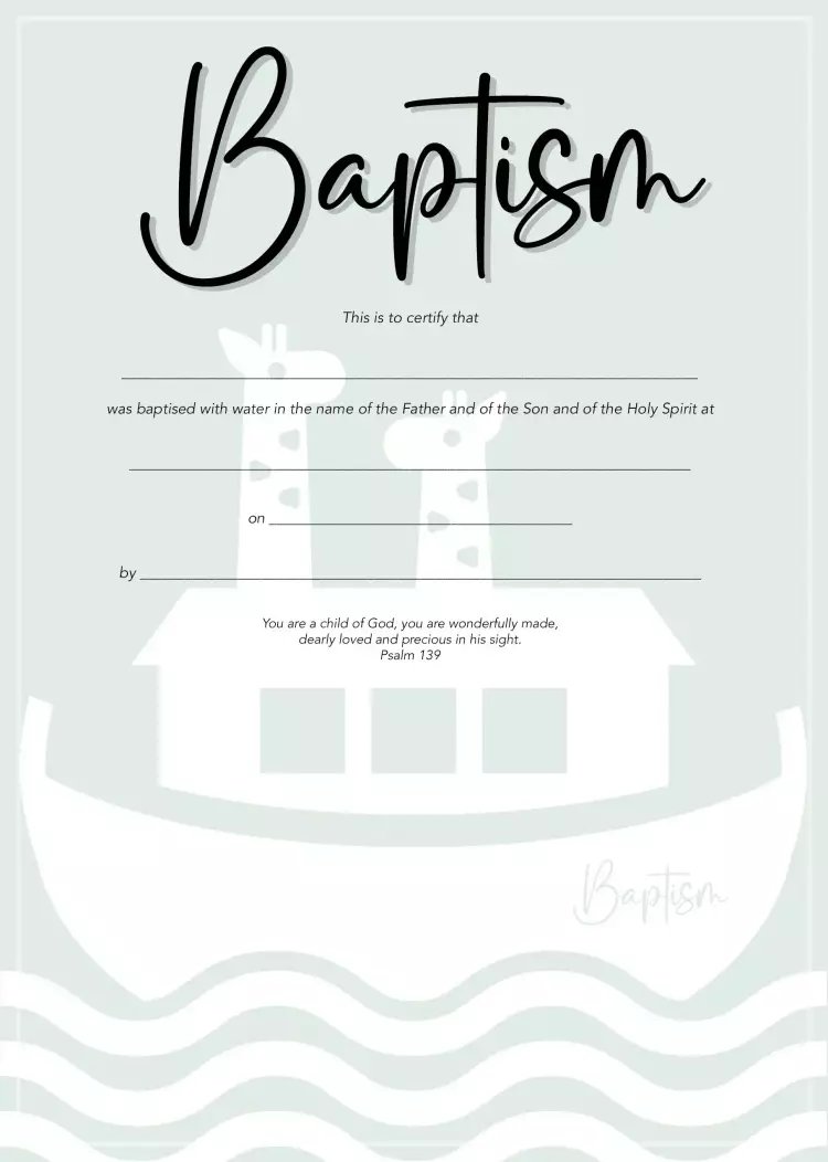 Baptism Certificate - Arc (Child) - 10 pack