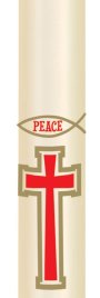 Candle Sticker - Red Cross & Peace Ichthus (Without Year)