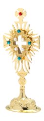 Gold Plated Reliquary with Stones H 30 cm
