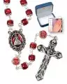 Glass Rosary/Capped/Ruby/Pearl Finish