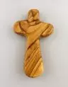 Wide Hand Carved Olive Wood Holding Cross