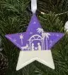 Purple Glitter Nativity Scene Star Christmas Decoration