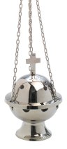 Nickel Plated Thurible with Cross H 13 cm