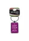 Christian Art Gifts Metal Keychain for Women: Keep Calm and Pray - Philippians 4:6 Inspirational Bible Verse Faith Inspired Split Metal Ring Keychain, Purple