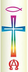 Small Candle Transfer -Rainbow Coloured Cross
