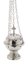 Nickel Plated Thurible with Cross H 15 cm